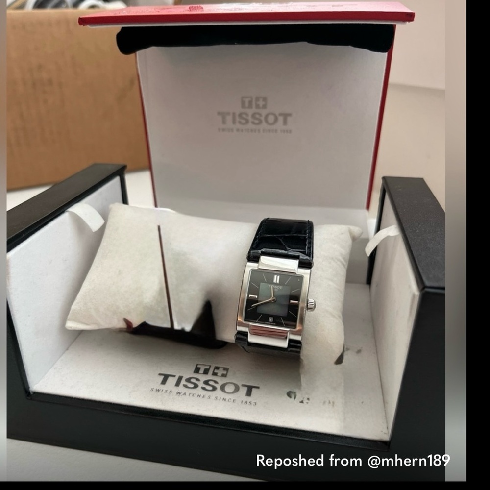 Tissot Women's Black and Silver Square Watches
